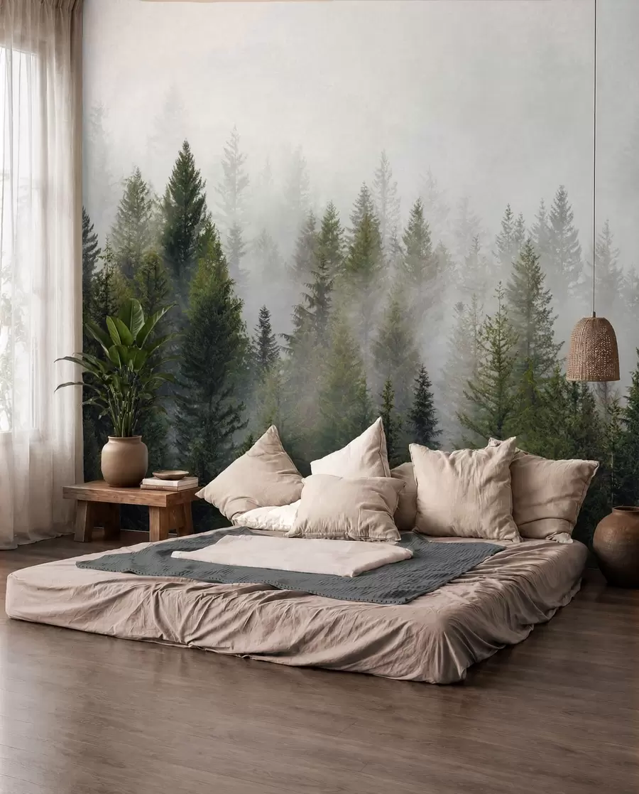 wall murals Forest in the fog u37073