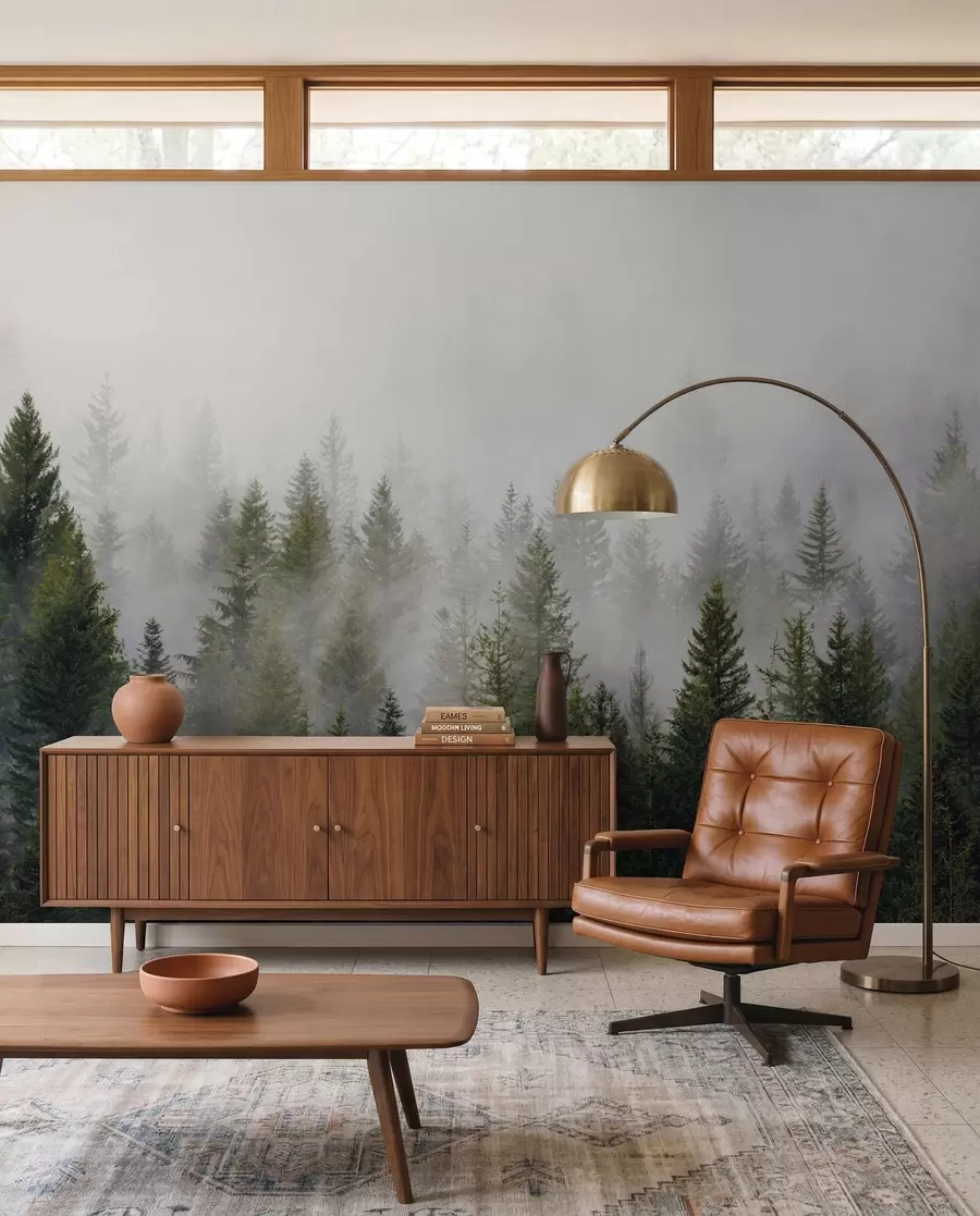 wall murals Forest in the fog u37073