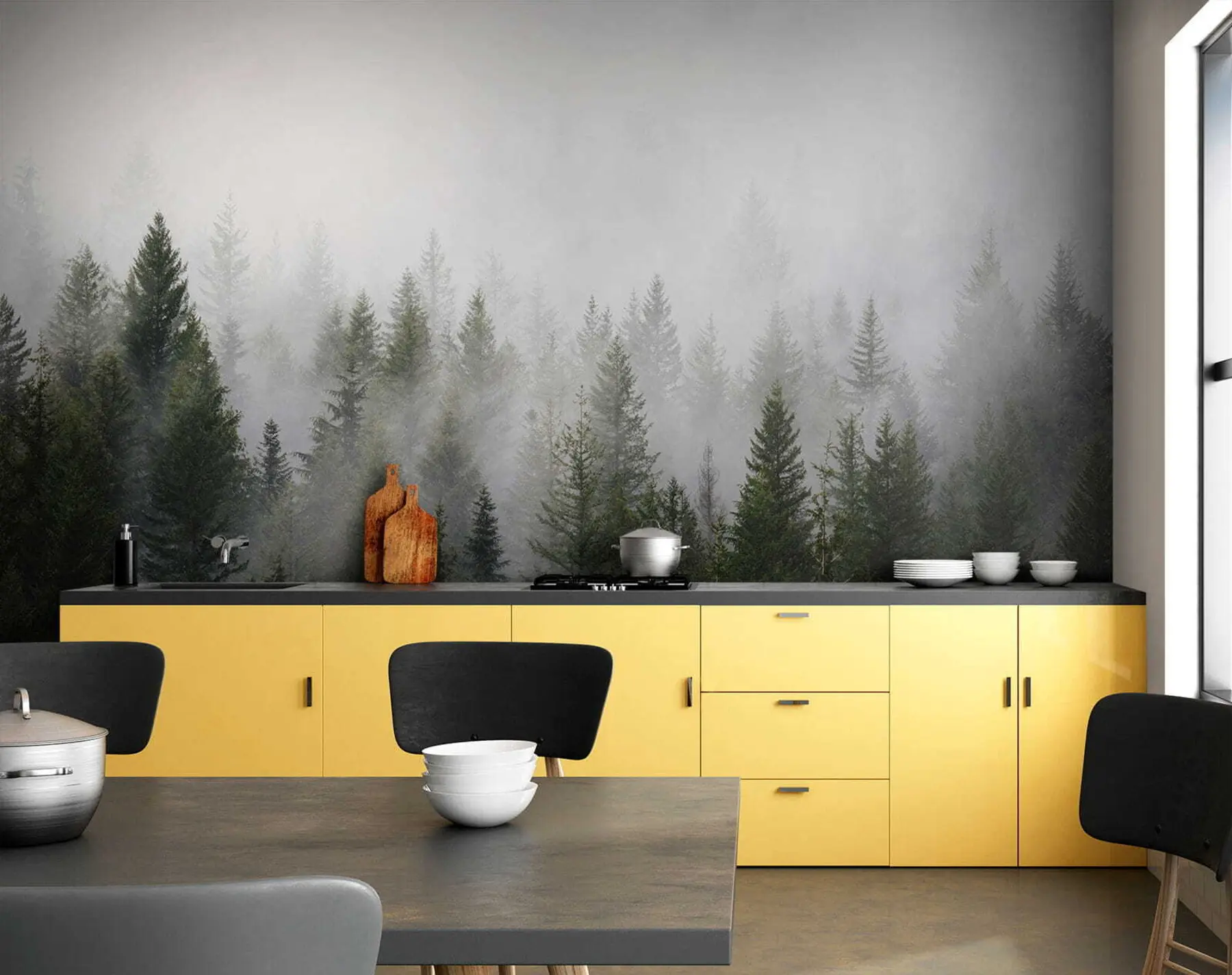 wall murals Forest in the fog u37073