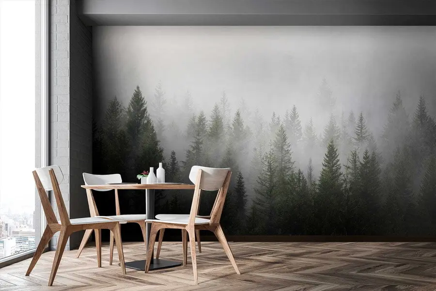 wall murals Forest in the fog u37073