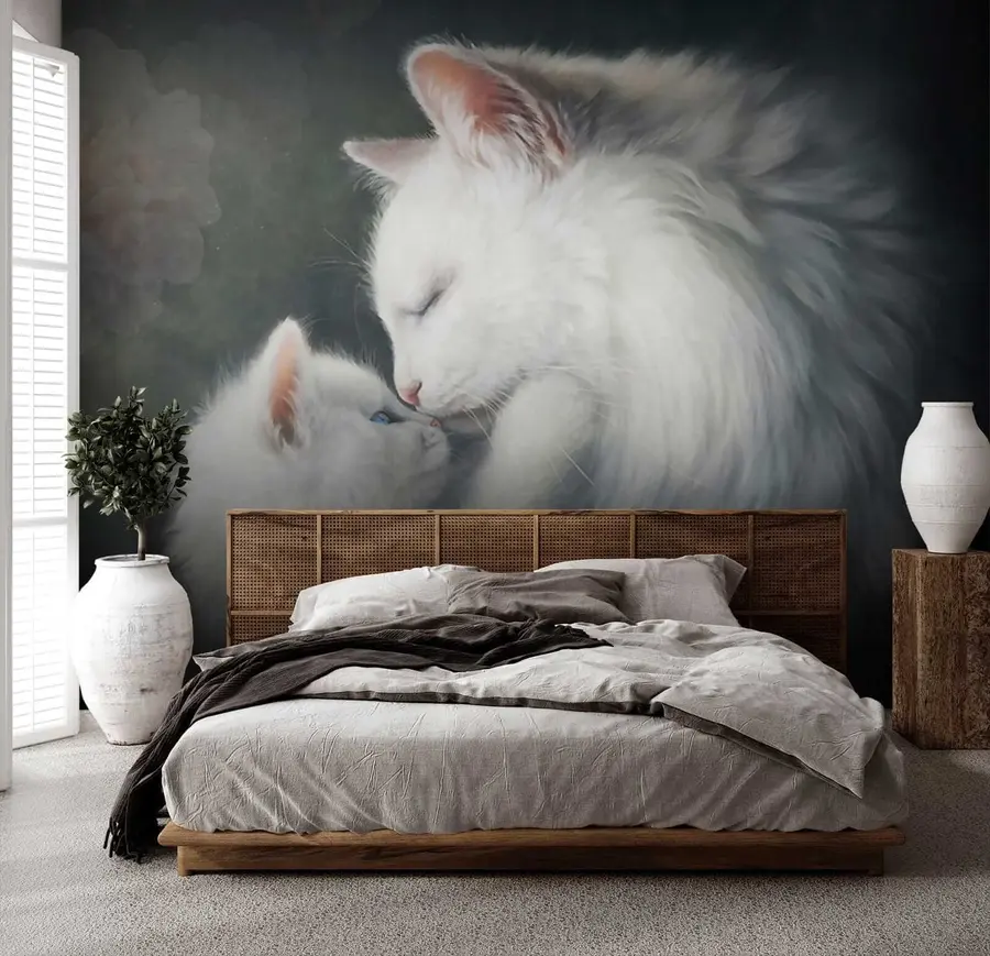 wall murals Mother cat and her kitten u38551