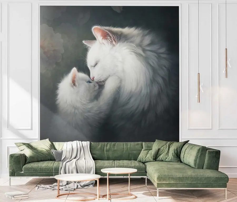 wall murals Mother cat and her kitten u38551