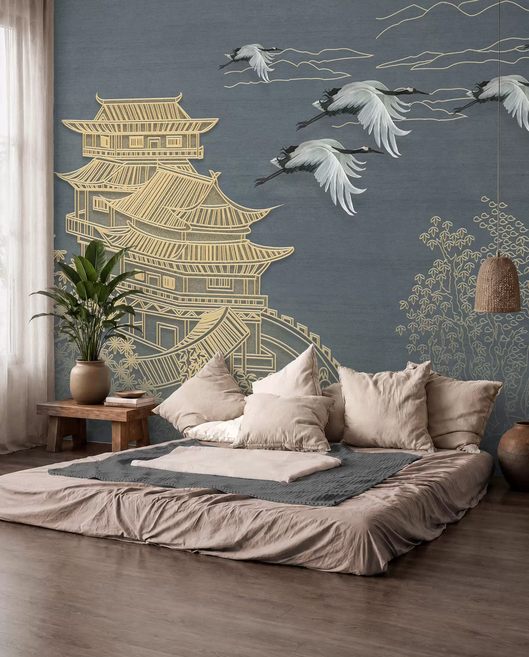 wall murals Cranes and Pagodas u38720