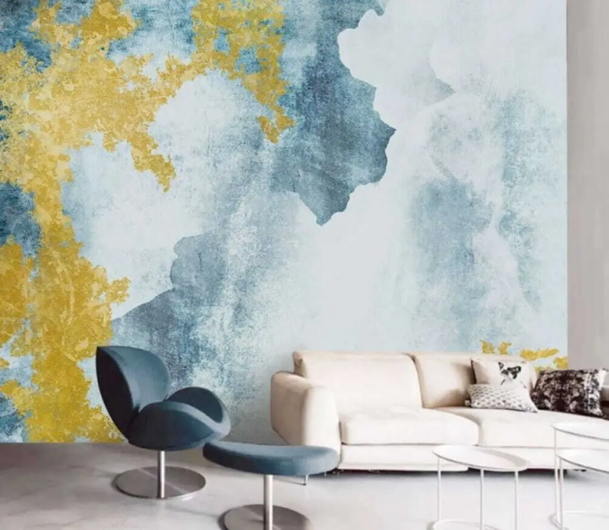 wall murals Concrete gray old wall with cracks u40833