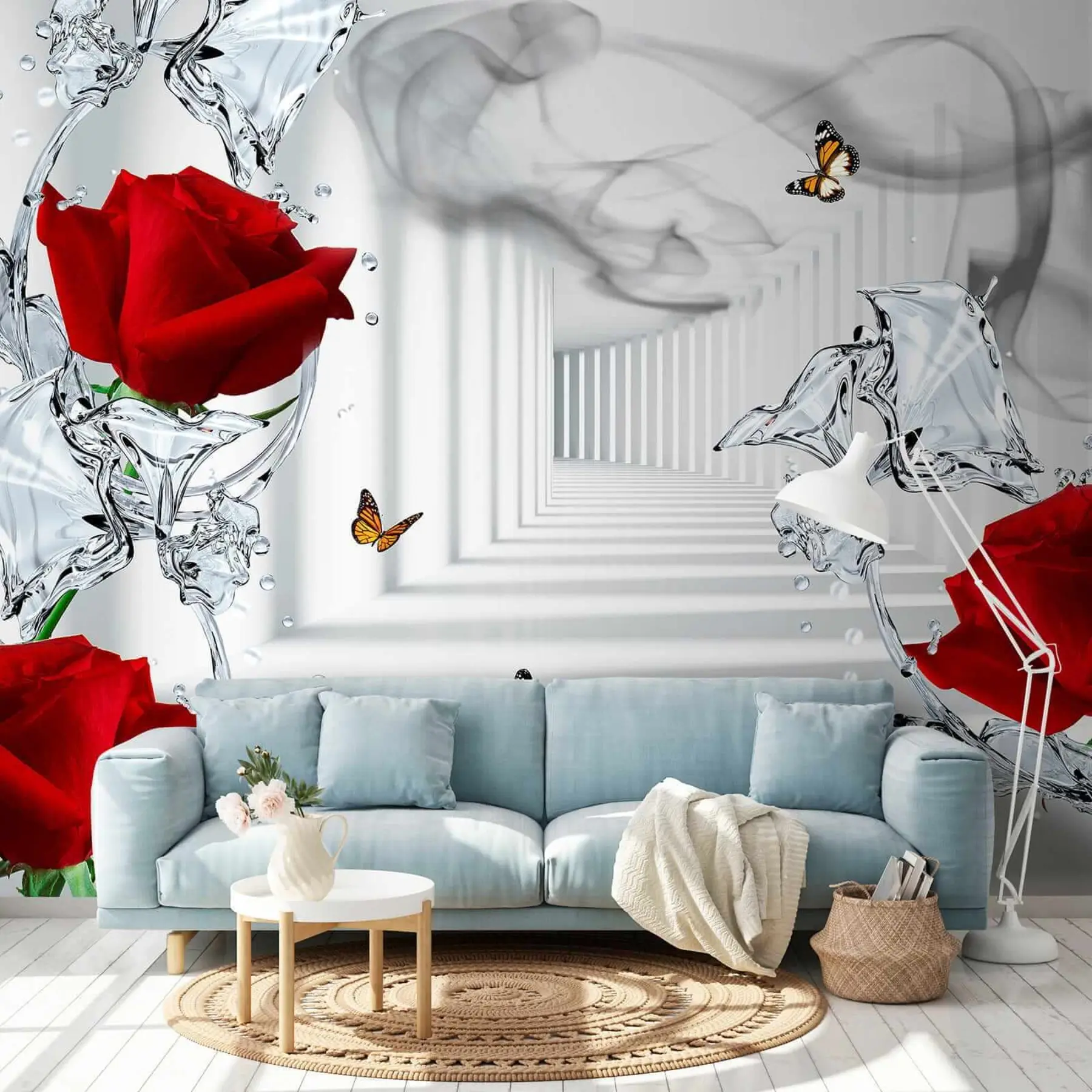 wall murals Red roses and water splash u41092