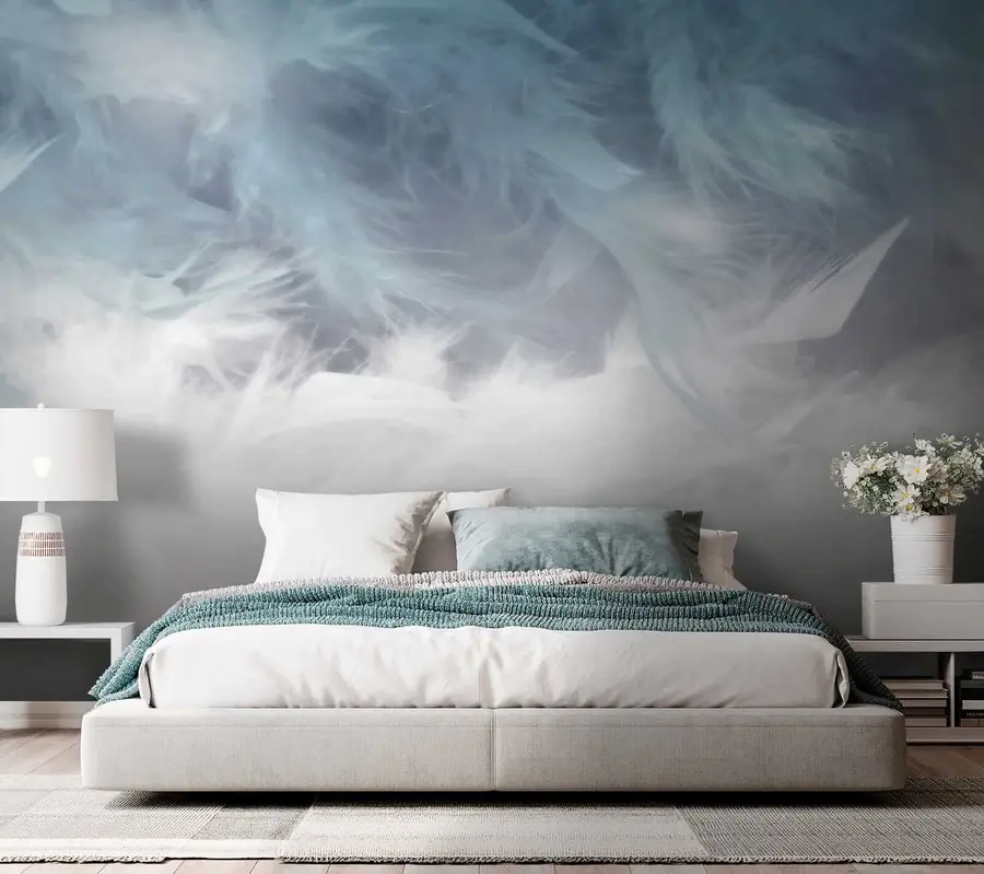 wall murals Blue feathers u47764