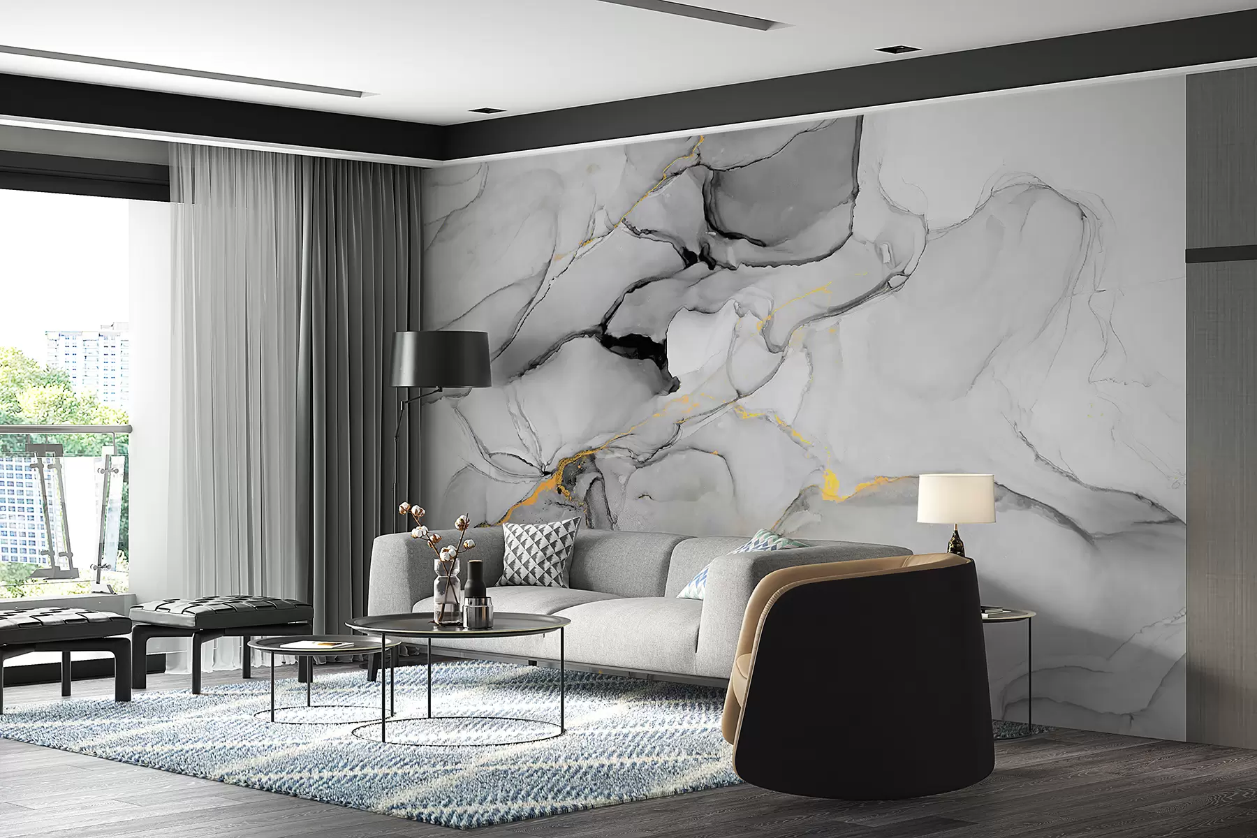 wall murals Grey marble u49256