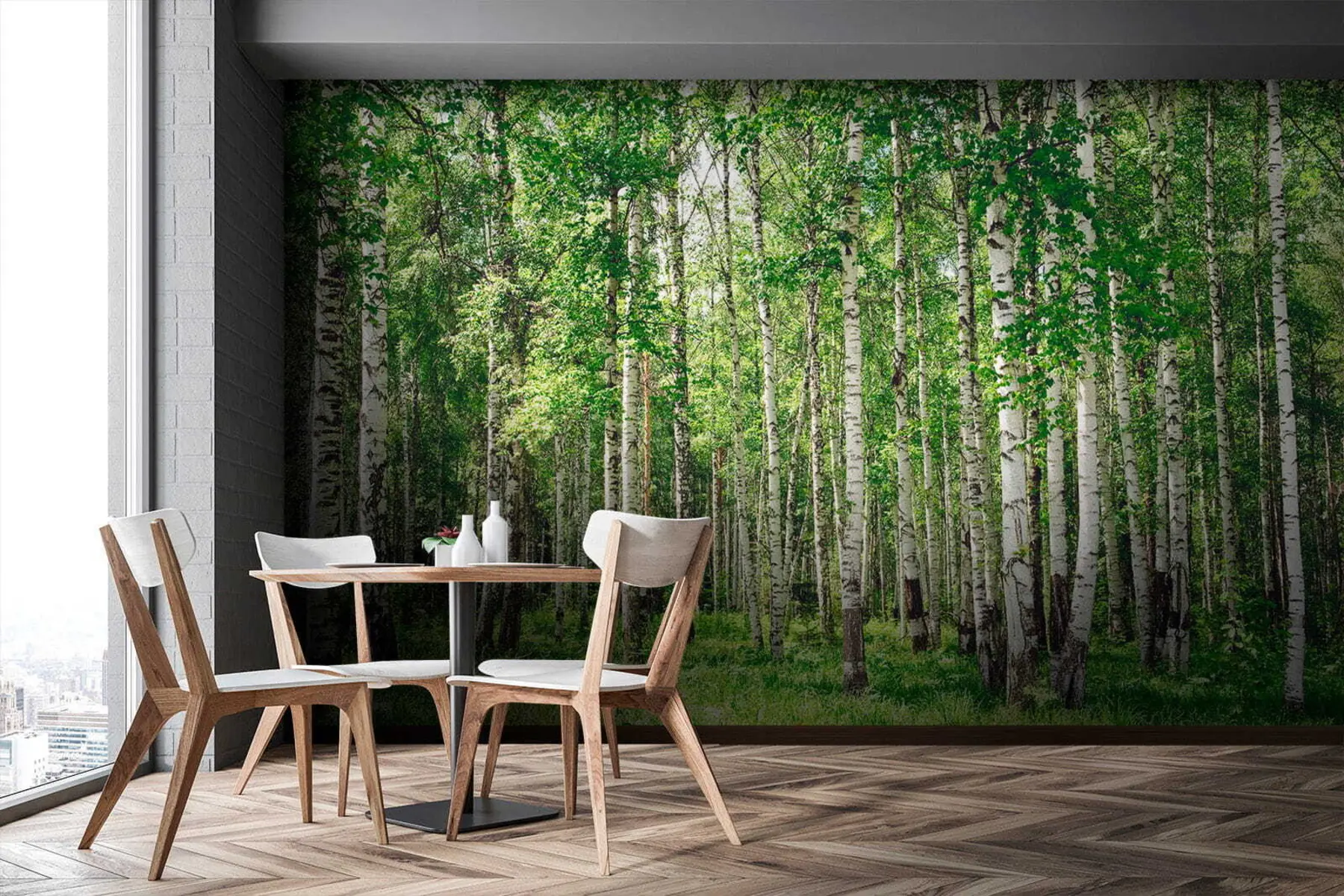 wall murals Birch forest u52530