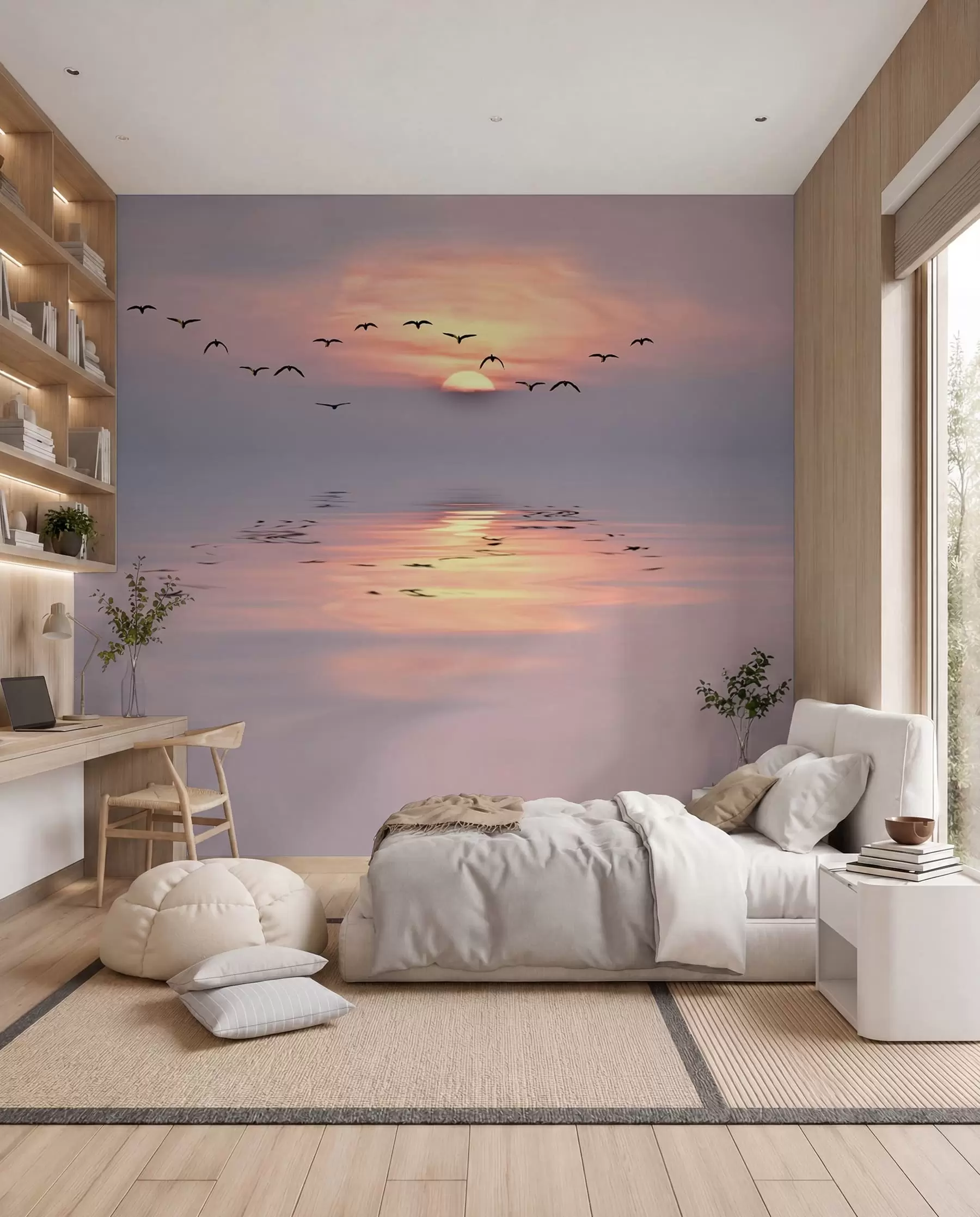 wall murals Gulls in the Sunset Glow u53413