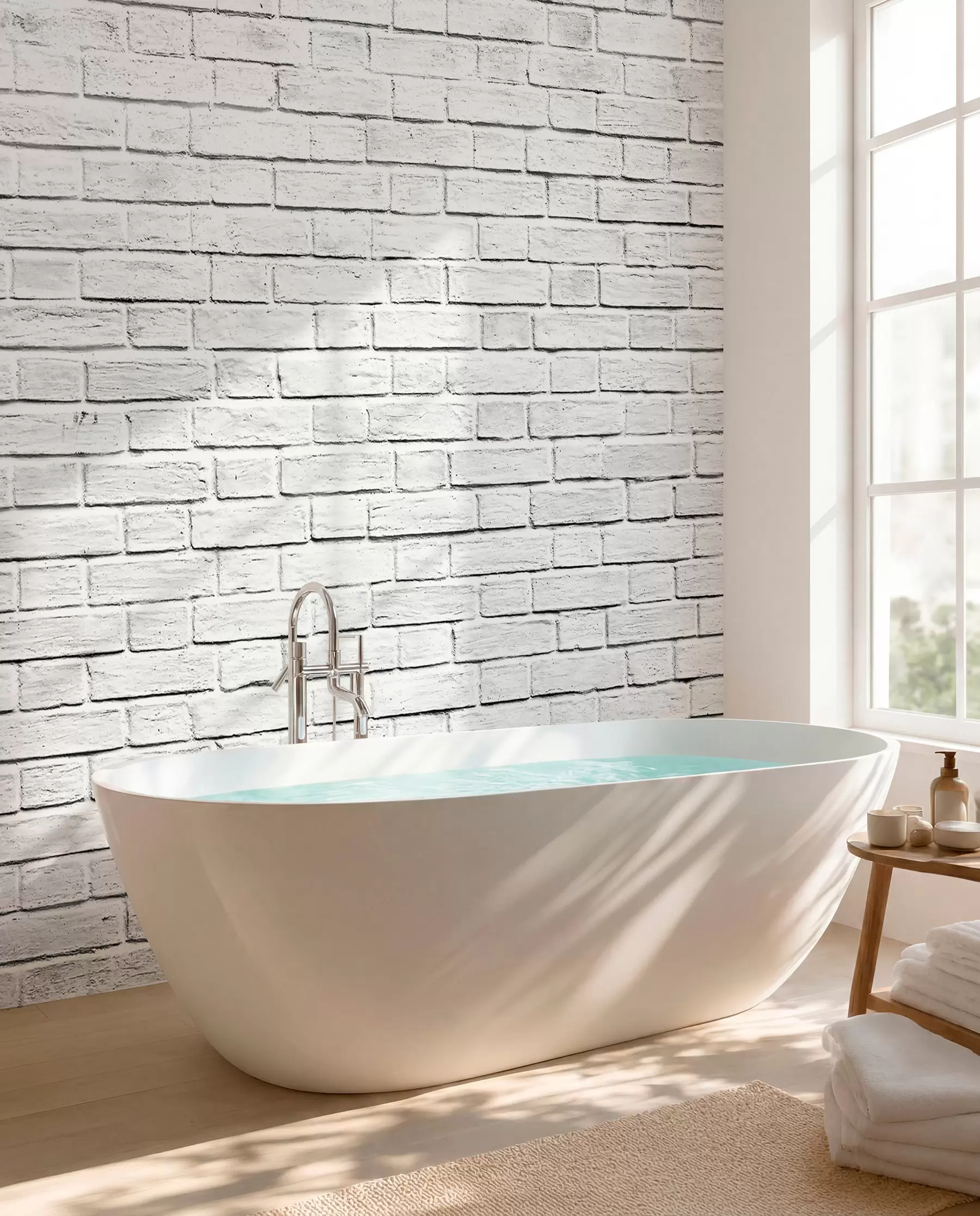 wall murals White brick wall u54004