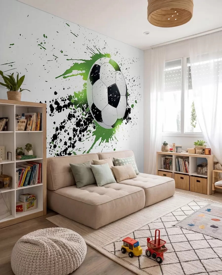 wall murals Football in Green Streaks u57431