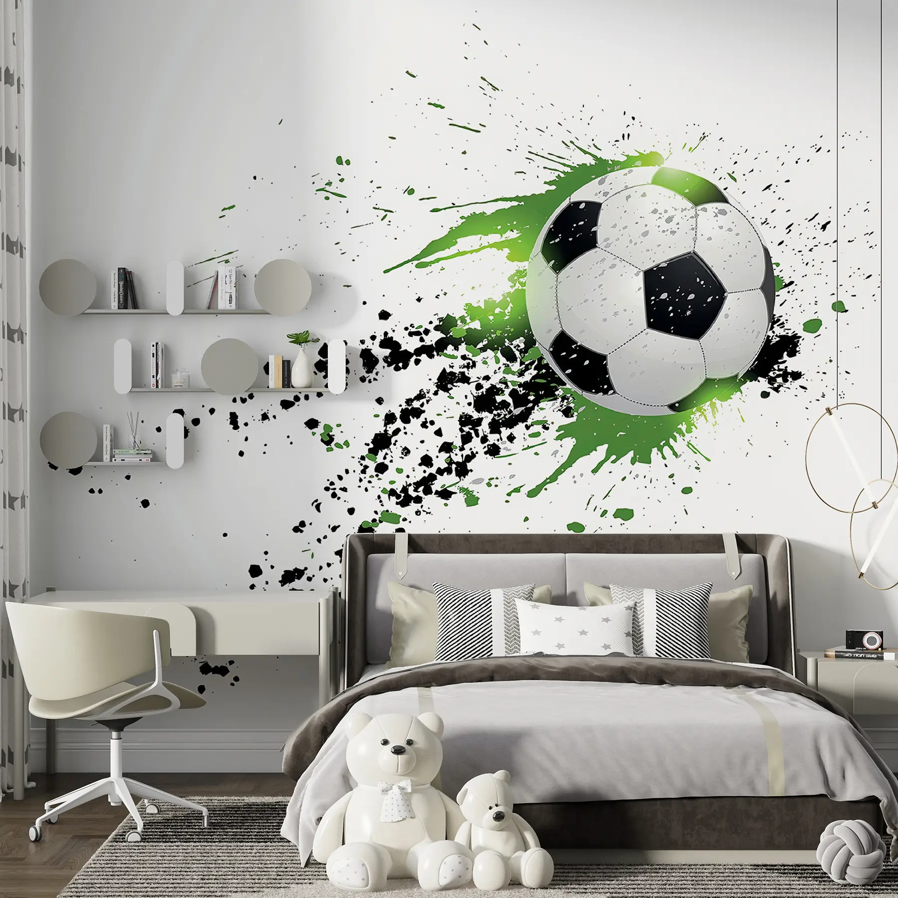 wall murals Soccer ball leaving green spots u57431