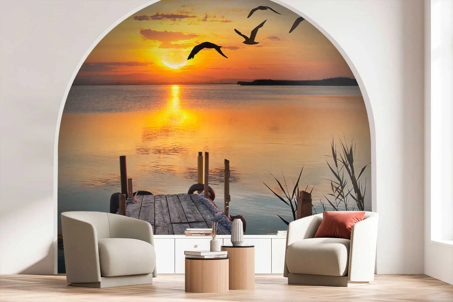 wall murals Seagulls and pier u57673