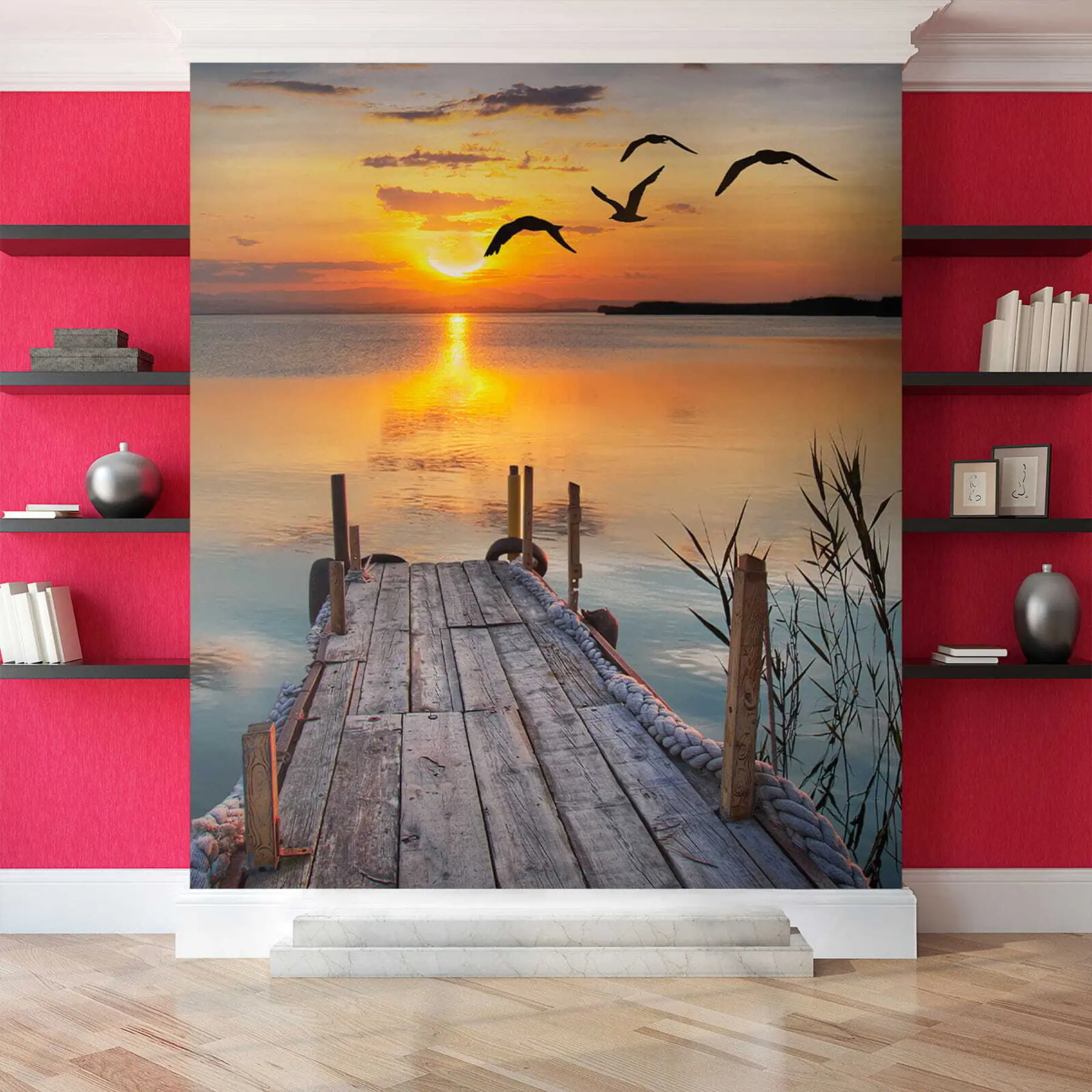 wall murals Seagulls and pier u57673