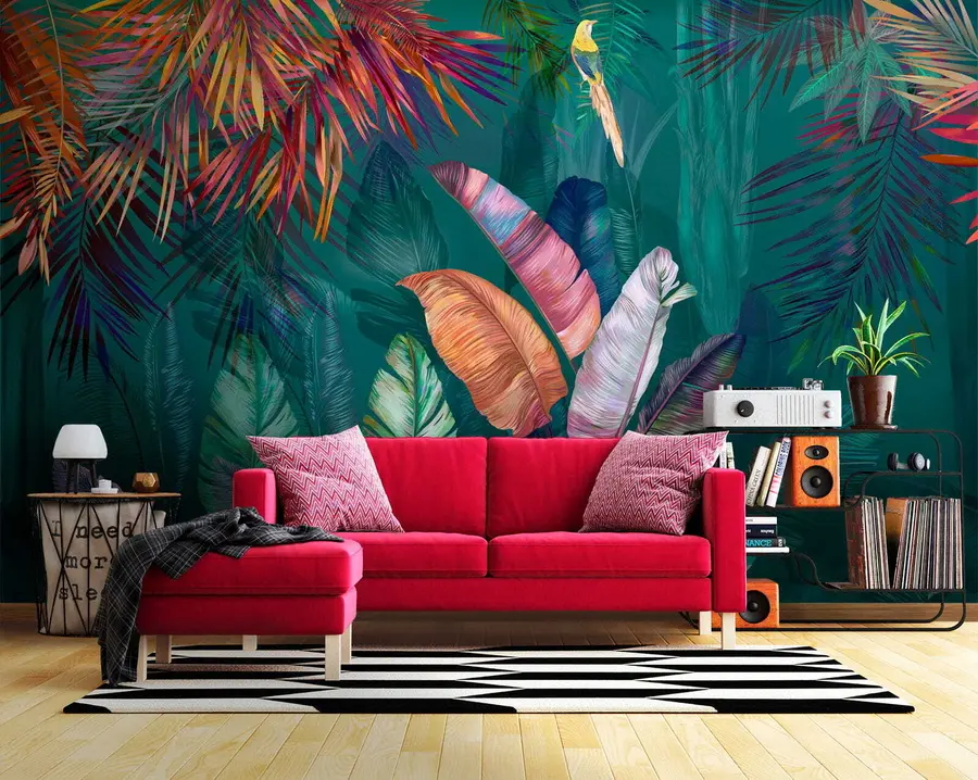 wall murals Bright banana leaves u60120