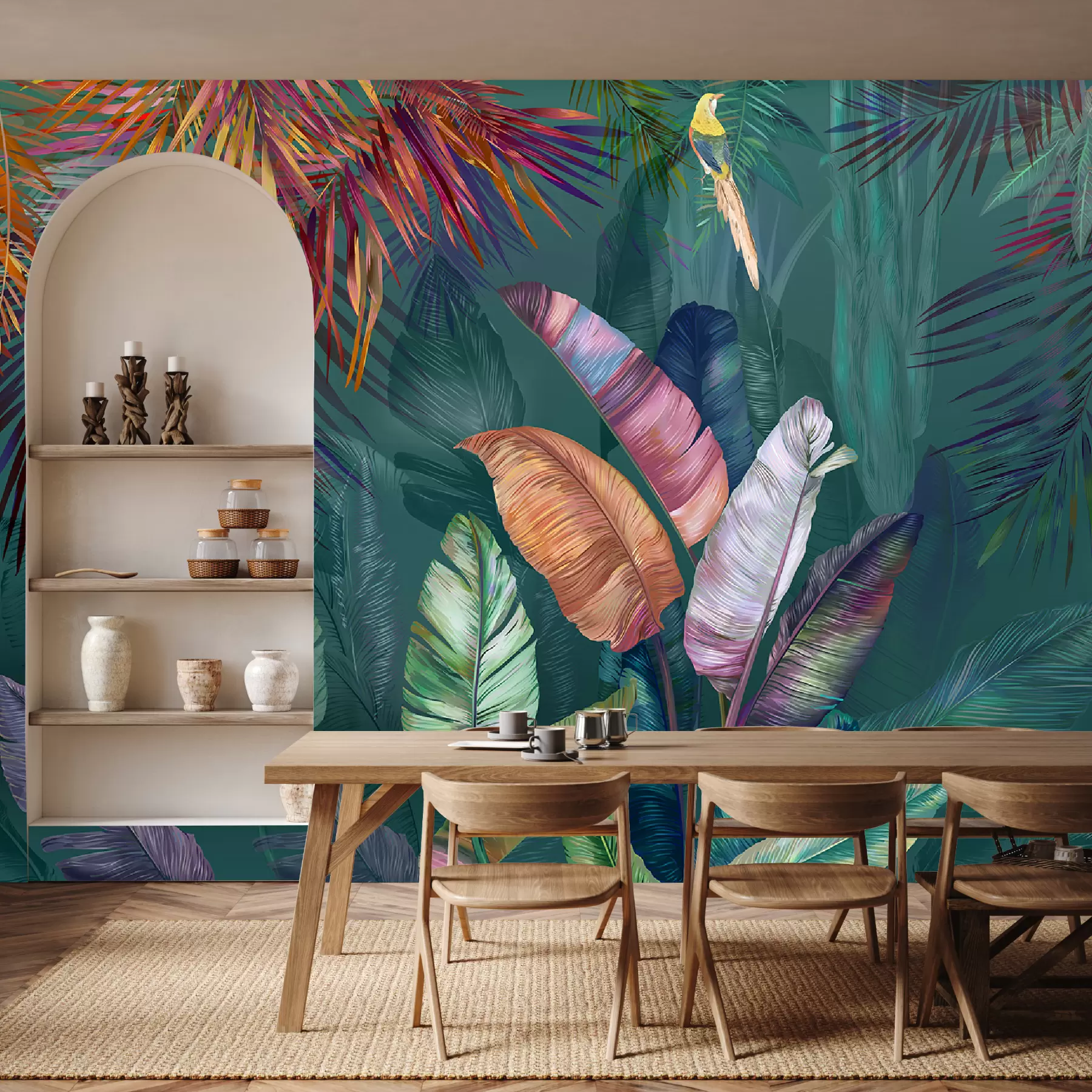 wall murals Bright banana leaves u60120
