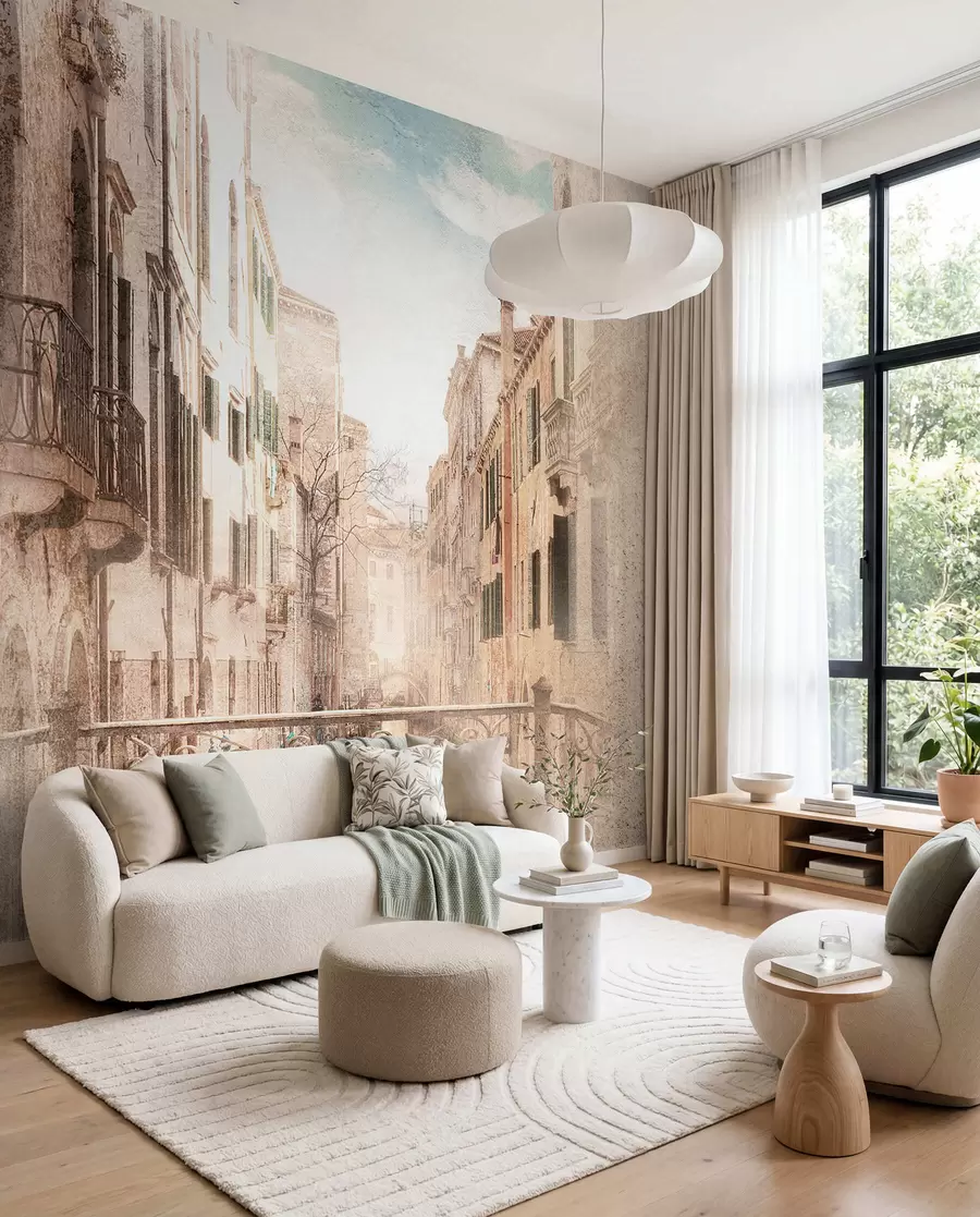 wall murals Cloud, building and plant u60320