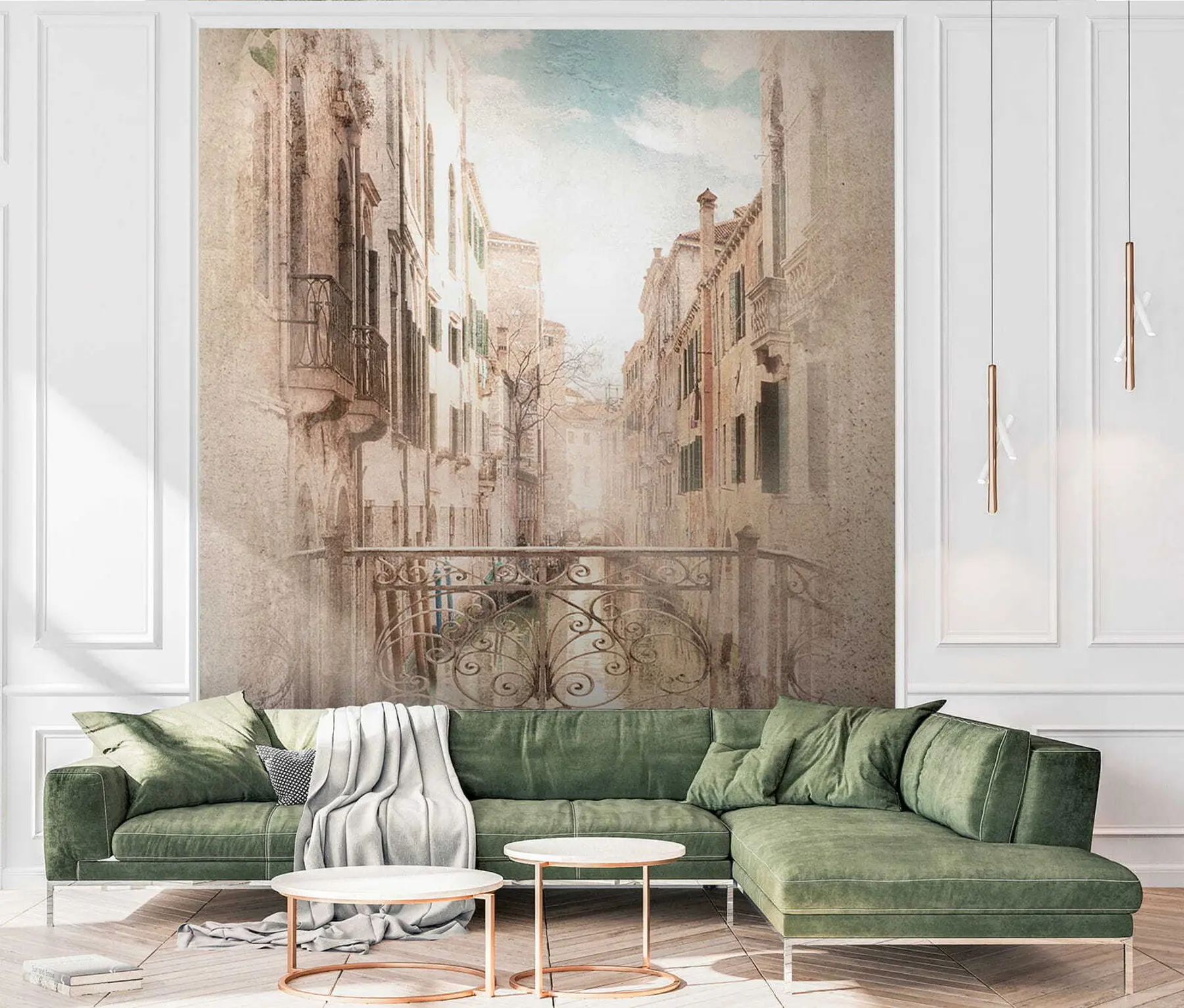 wall murals Cloud, building and plant u60320