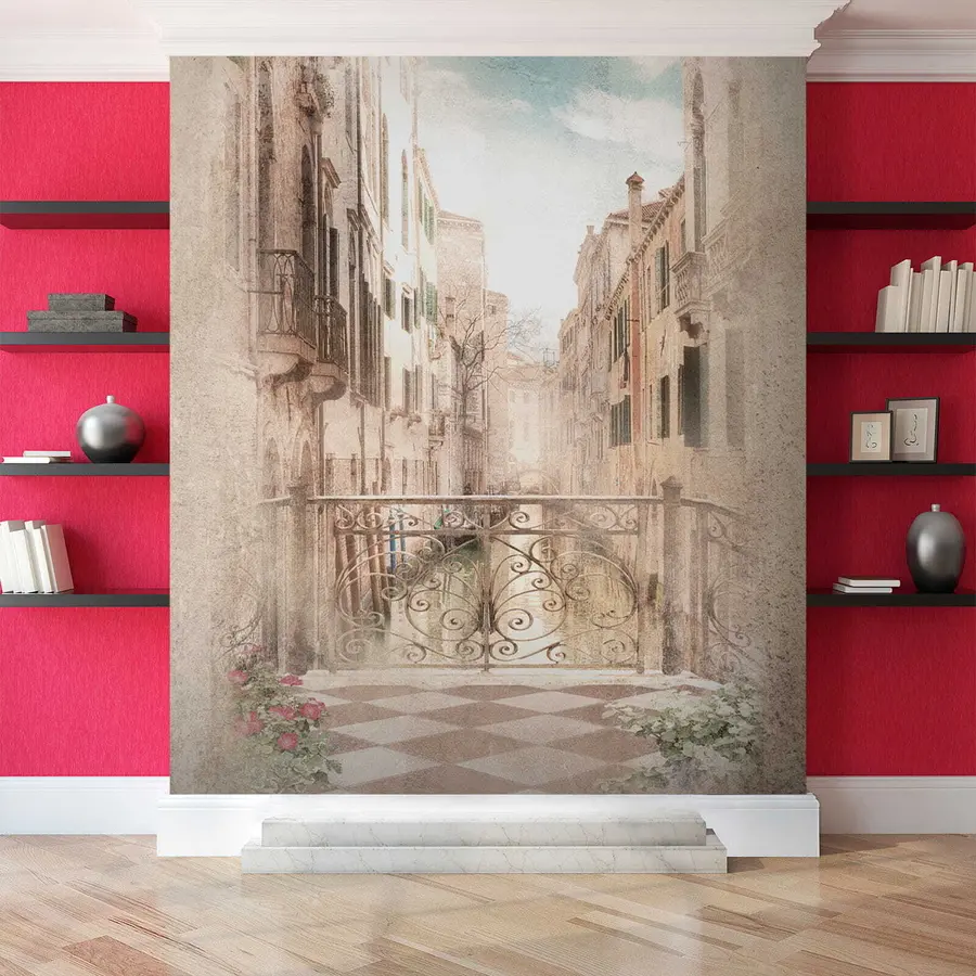 wall murals Cloud, building and plant u60320