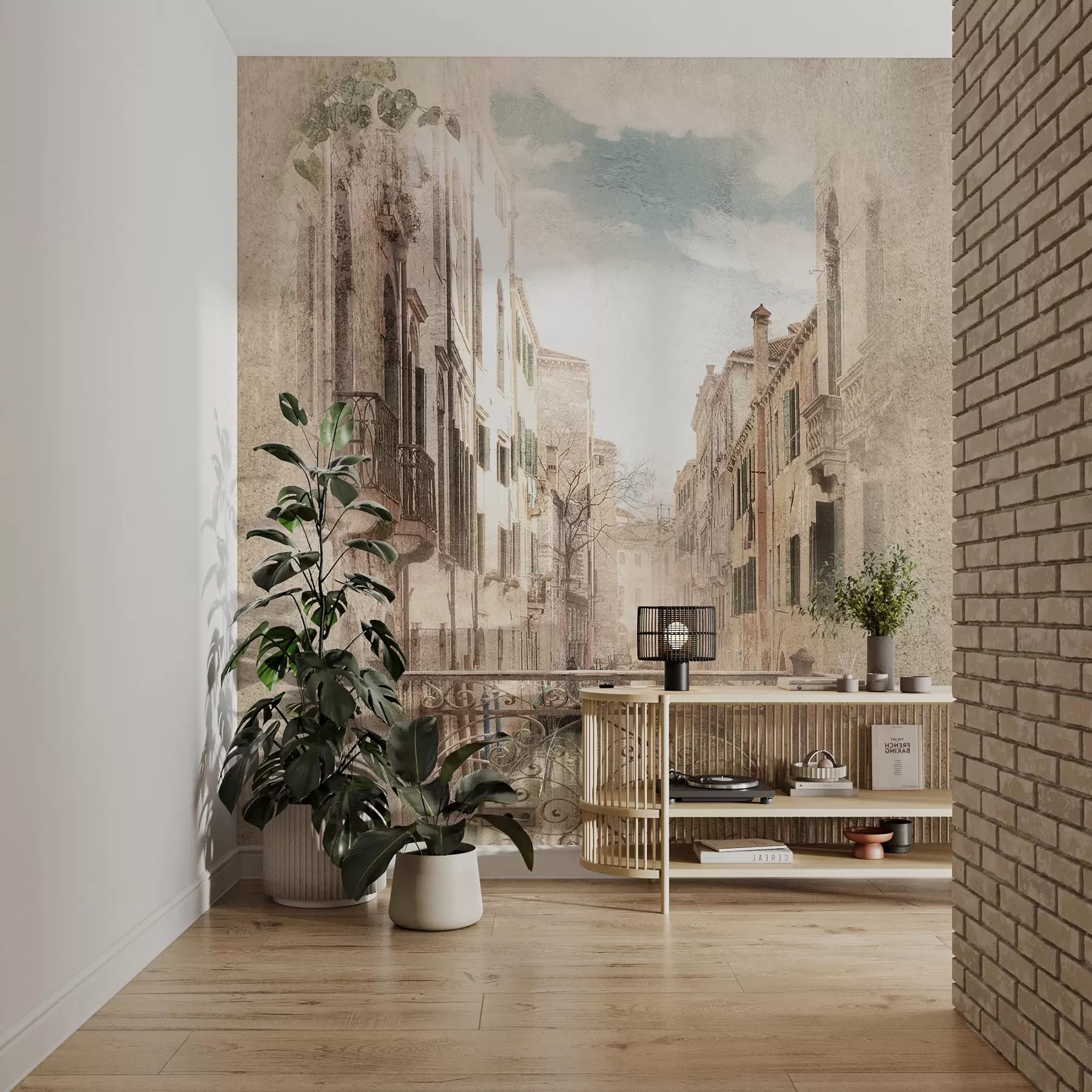 wall murals Cloud, building and plant u60320