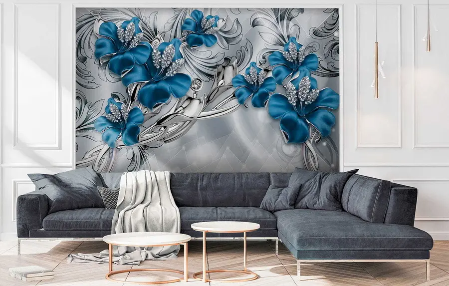 wall murals Azure flowers u60405