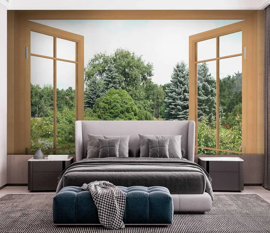 wall murals View from the window to the forest u60673