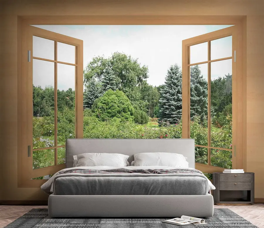 wall murals View from the window to the forest u60673