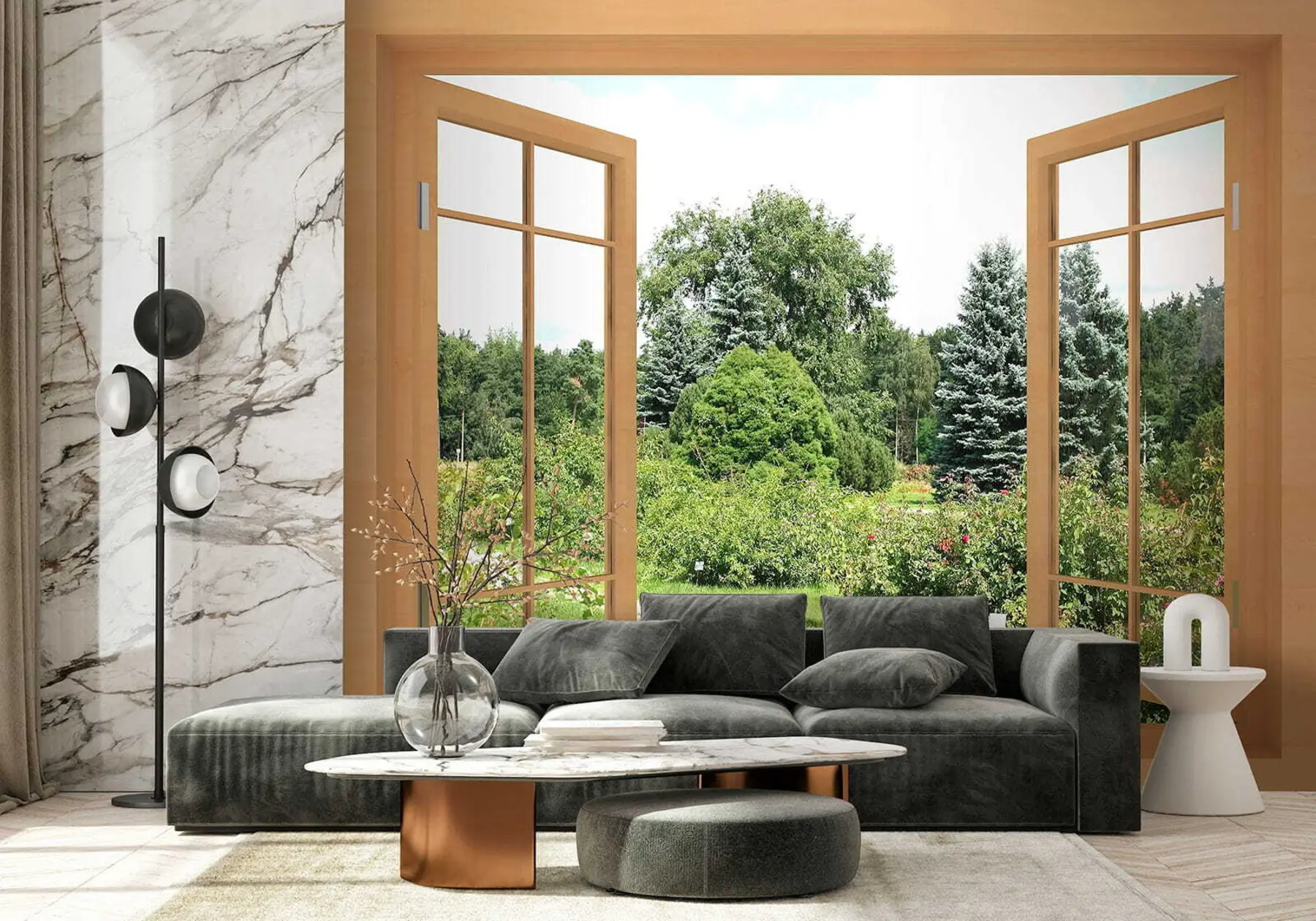 wall murals View from the window to the forest u60673