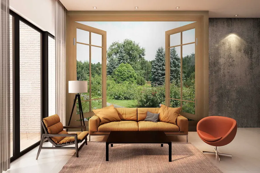 wall murals View from the window to the forest u60673