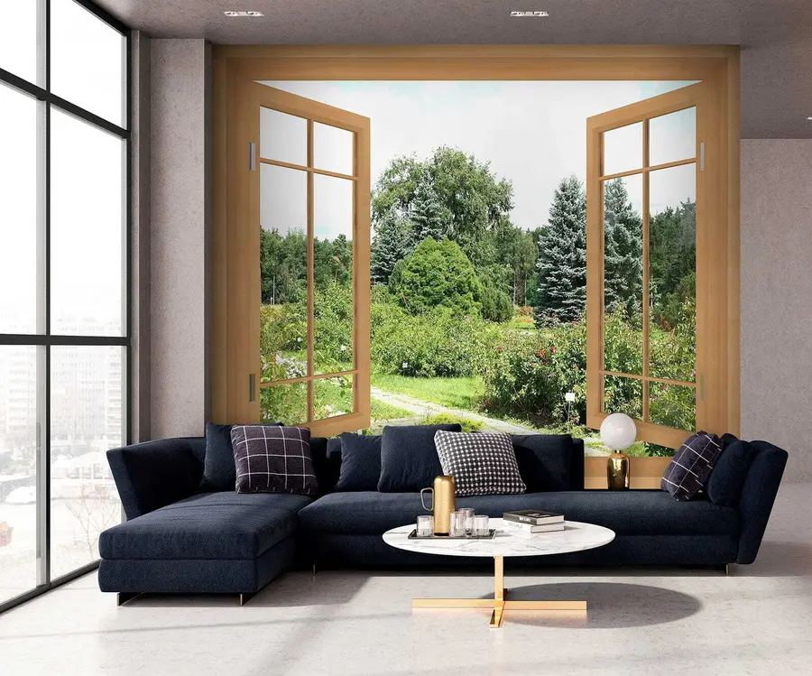 wall murals View from the window to the forest u60673