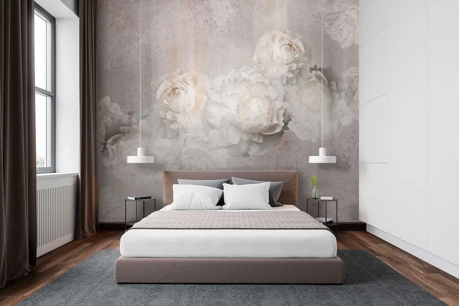 wall murals Vintage flowers on a gray background u61610
