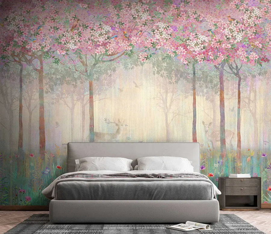 wall murals Deer in the magic forest u62100