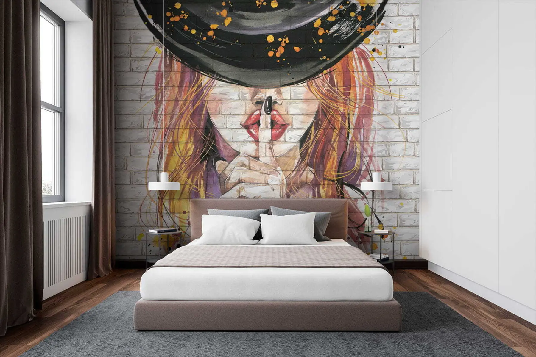 wall murals Girl with watercolors u67648