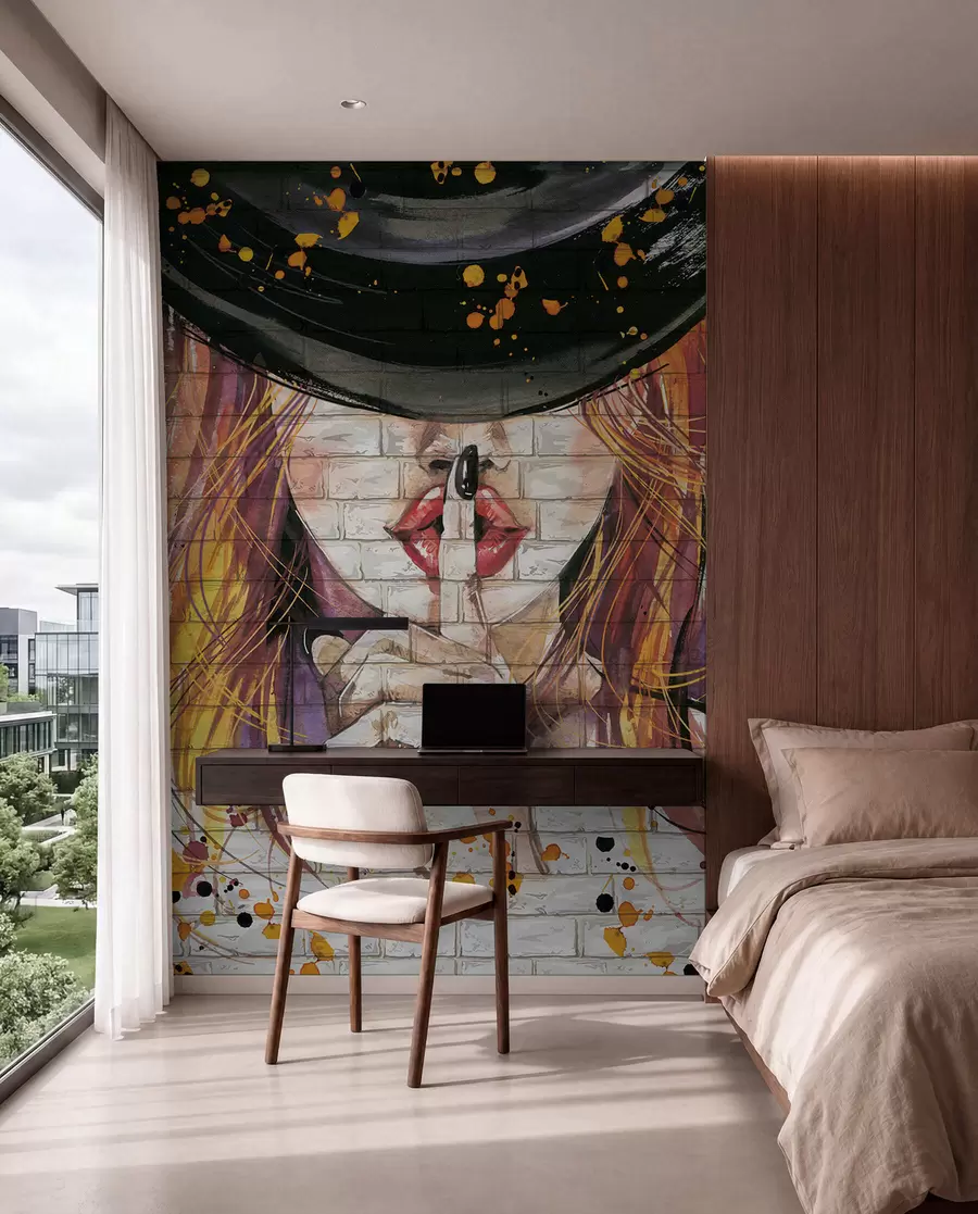 wall murals Hush in a Black Hat u67648