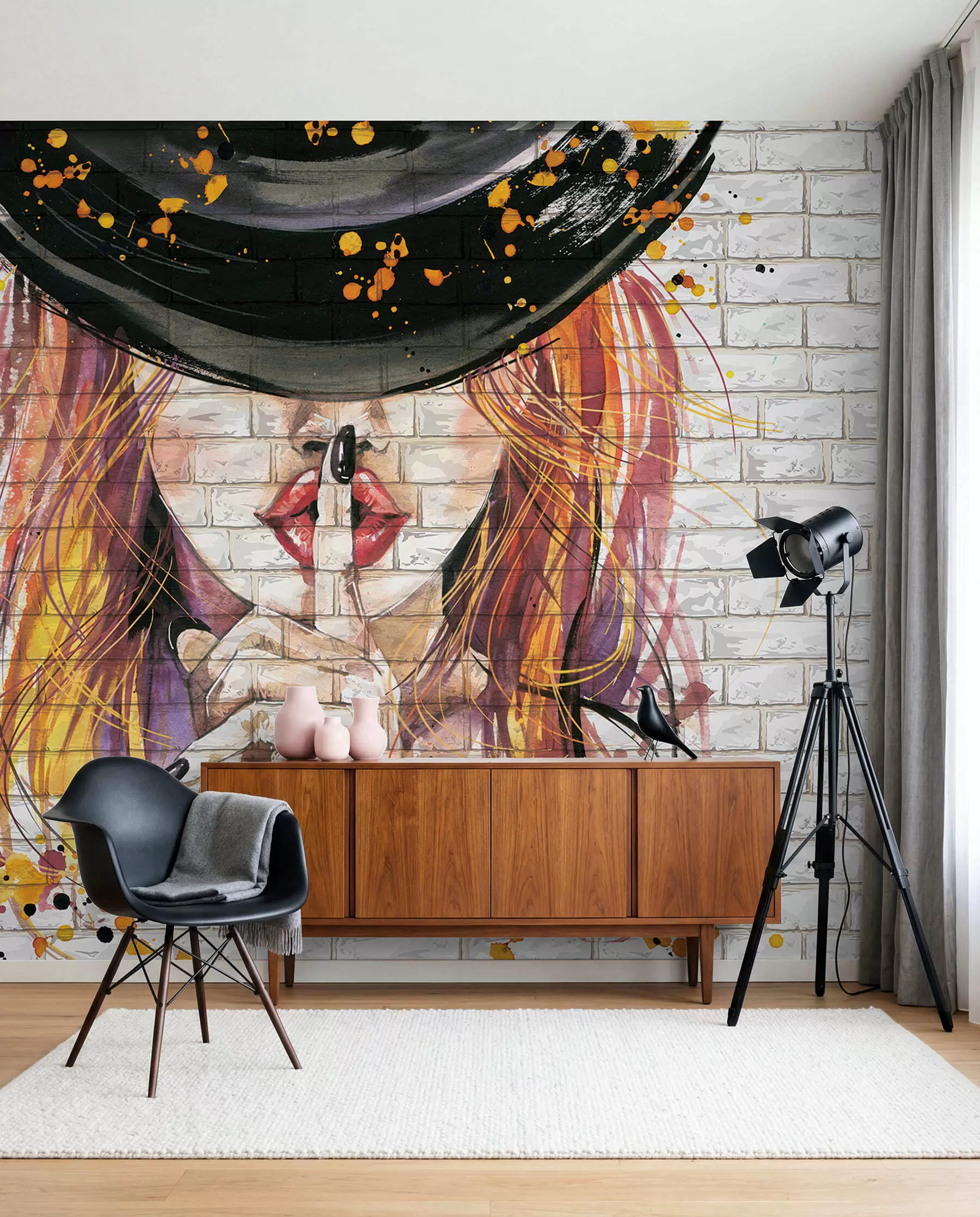 wall murals Hush in a Black Hat u67648