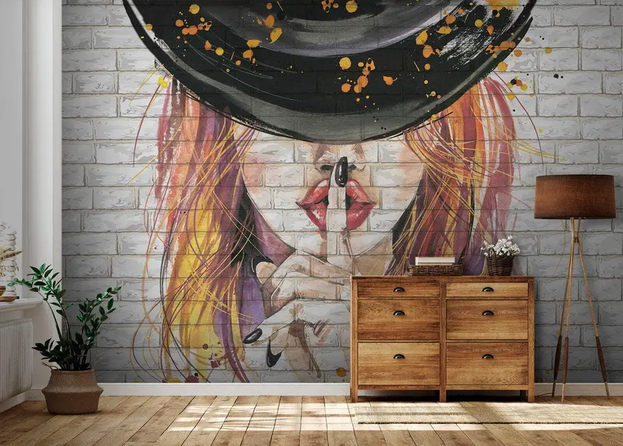 wall murals Girl with watercolors u67648