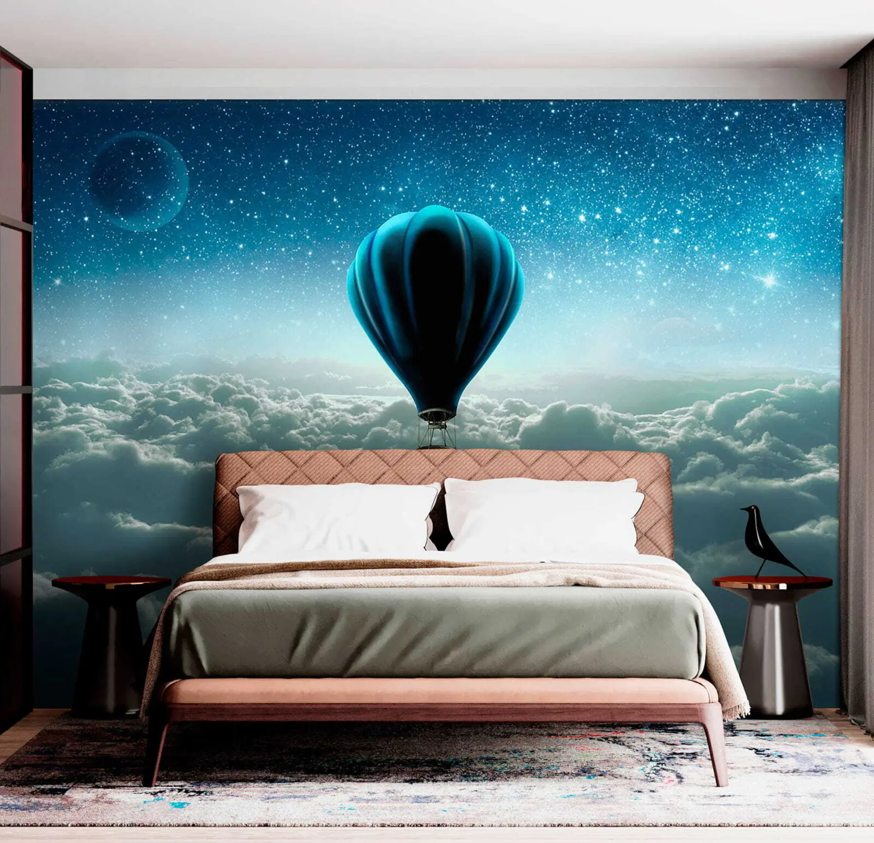 wall murals Hot air balloon on the background of the night sky u70538