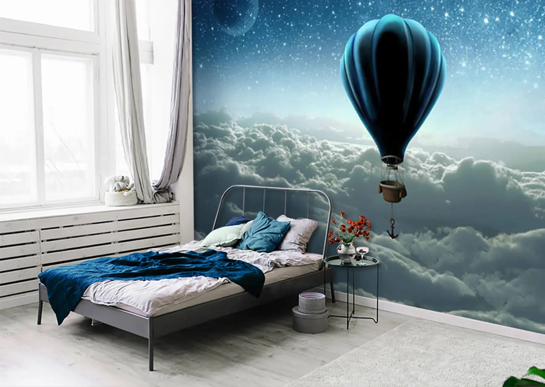wall murals Hot air balloon on the background of the night sky u70538