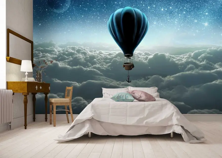 wall murals Hot air balloon on the background of the night sky u70538