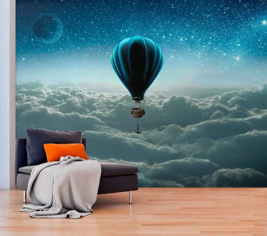 wall murals Hot air balloon on the background of the night sky u70538