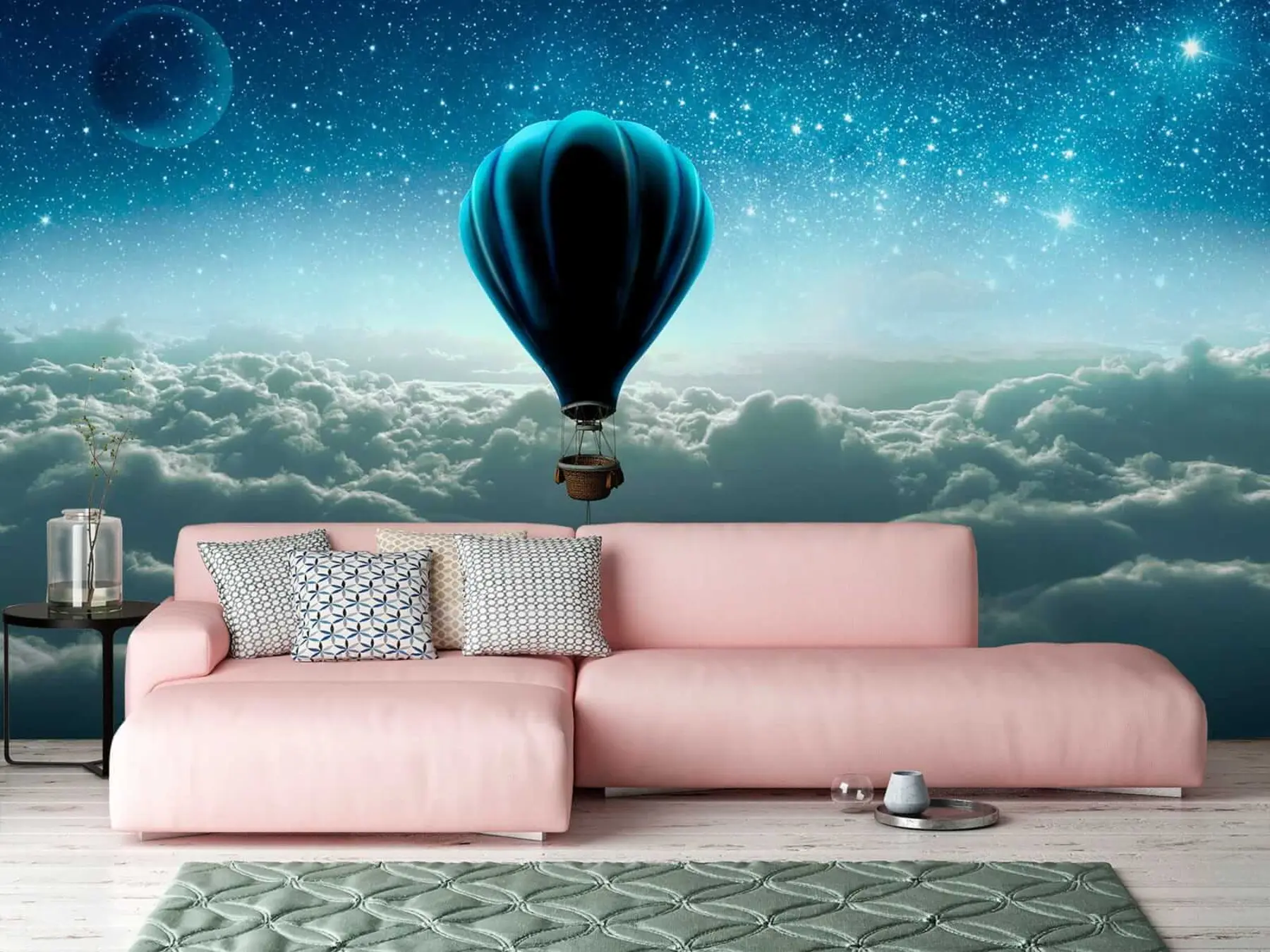 wall murals Hot air balloon on the background of the night sky u70538