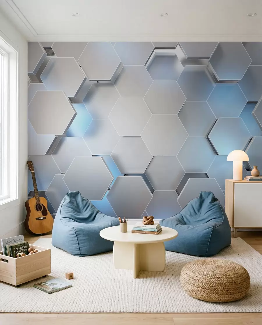wall murals Ice Blue Honeycomb u59733