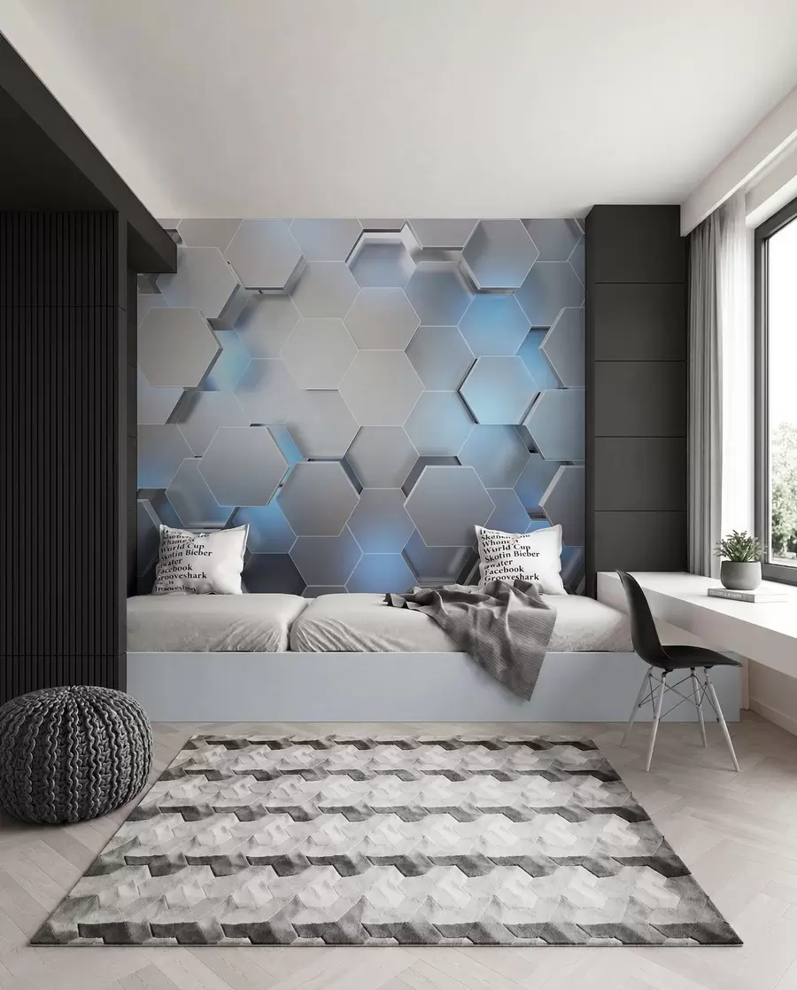 wall murals Ice Blue Honeycomb u59733
