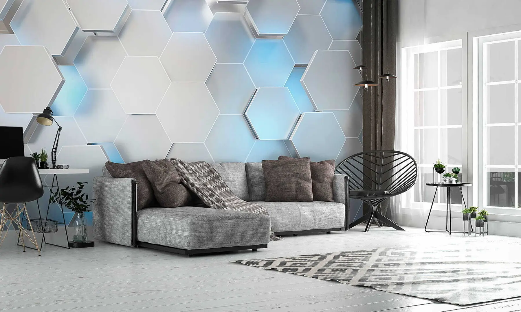 wall murals Azure, blue and rectangle u59733