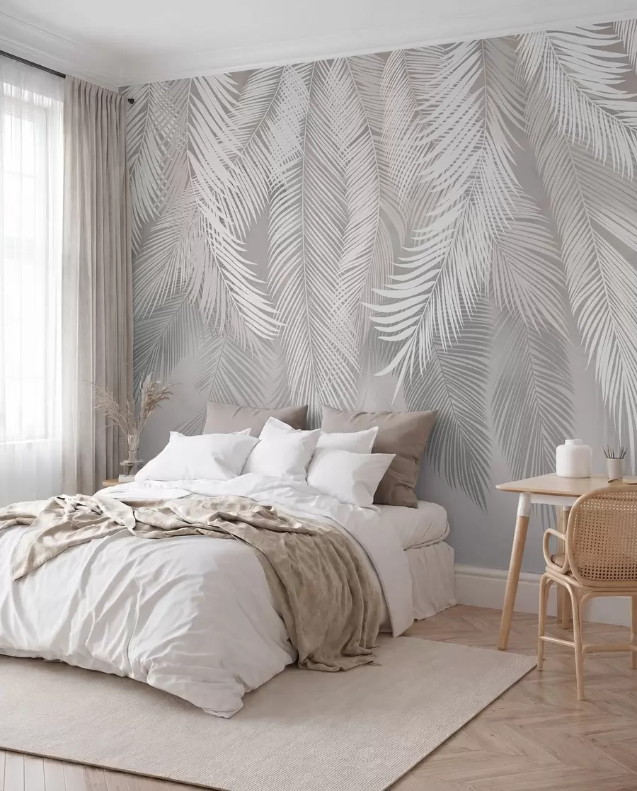 wall murals Gray palm leaves u48556