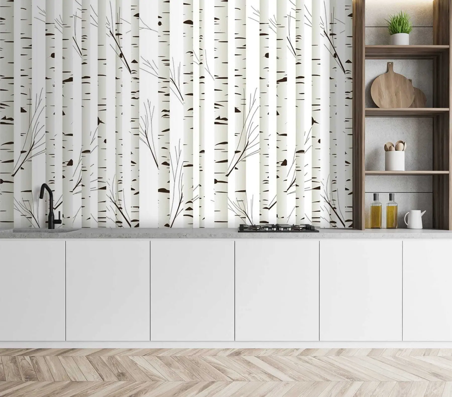 wall murals Birch forest u58973