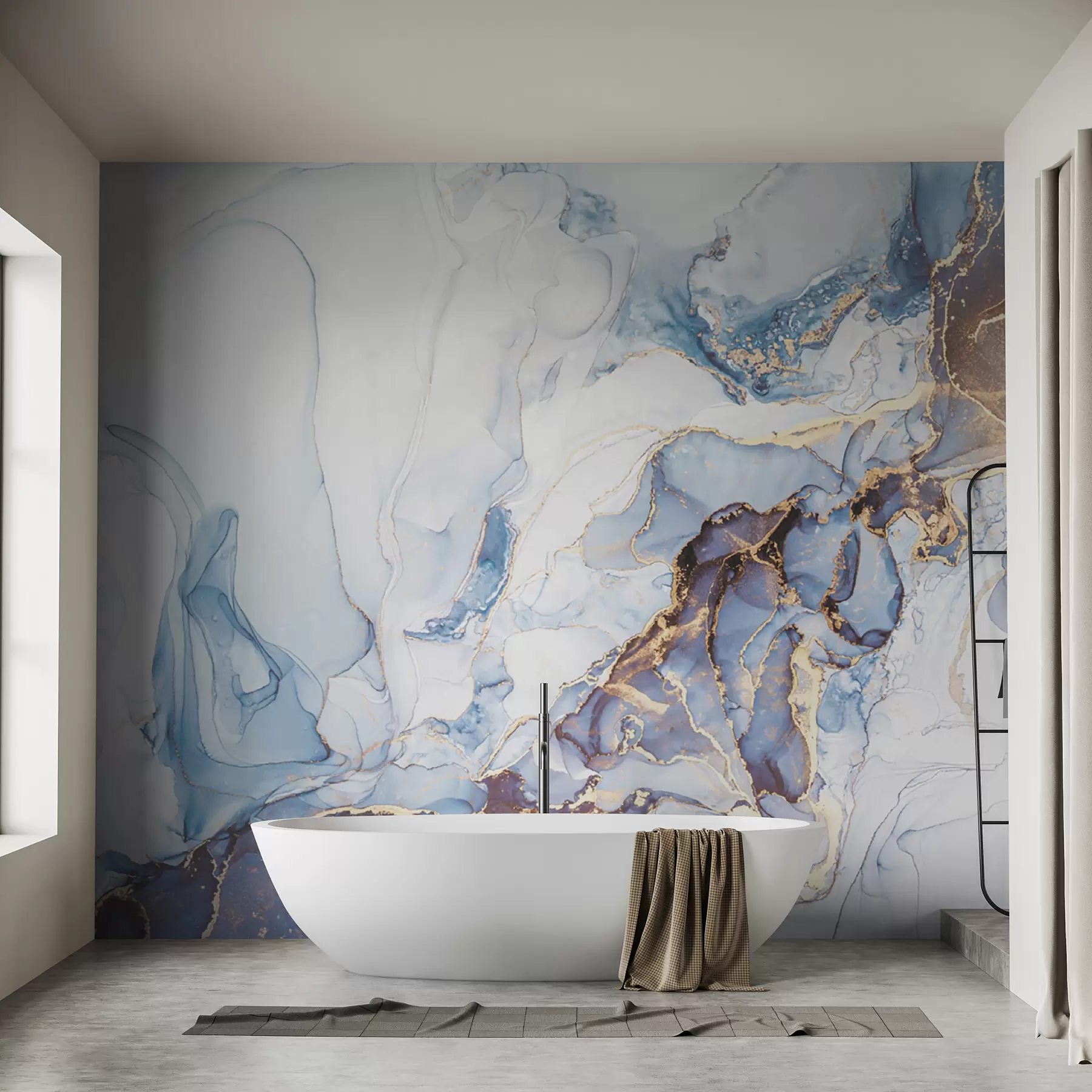 wall murals White blue marble, fluid u70767