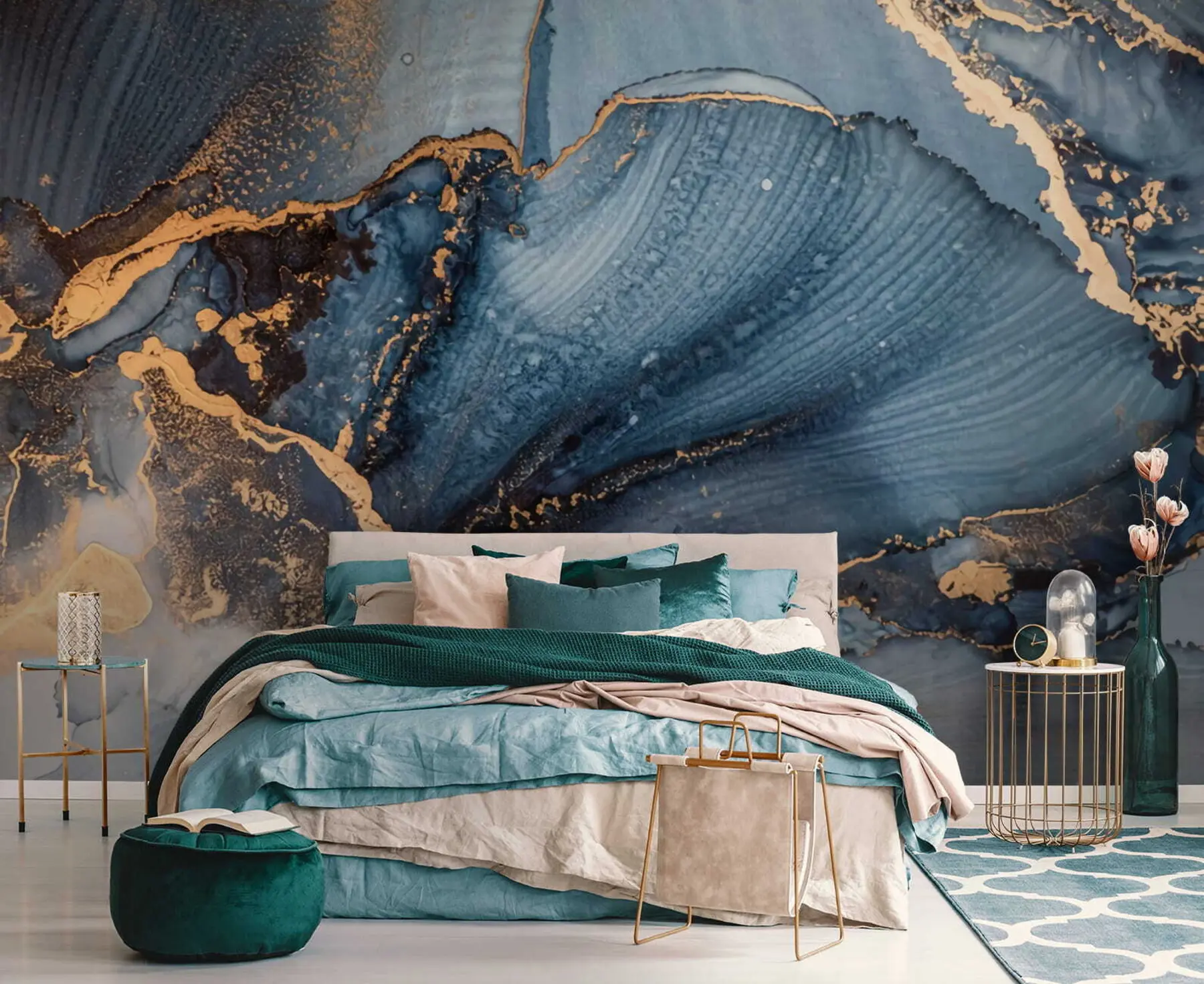 wall murals Blue abstract art, marble, fluid u70781
