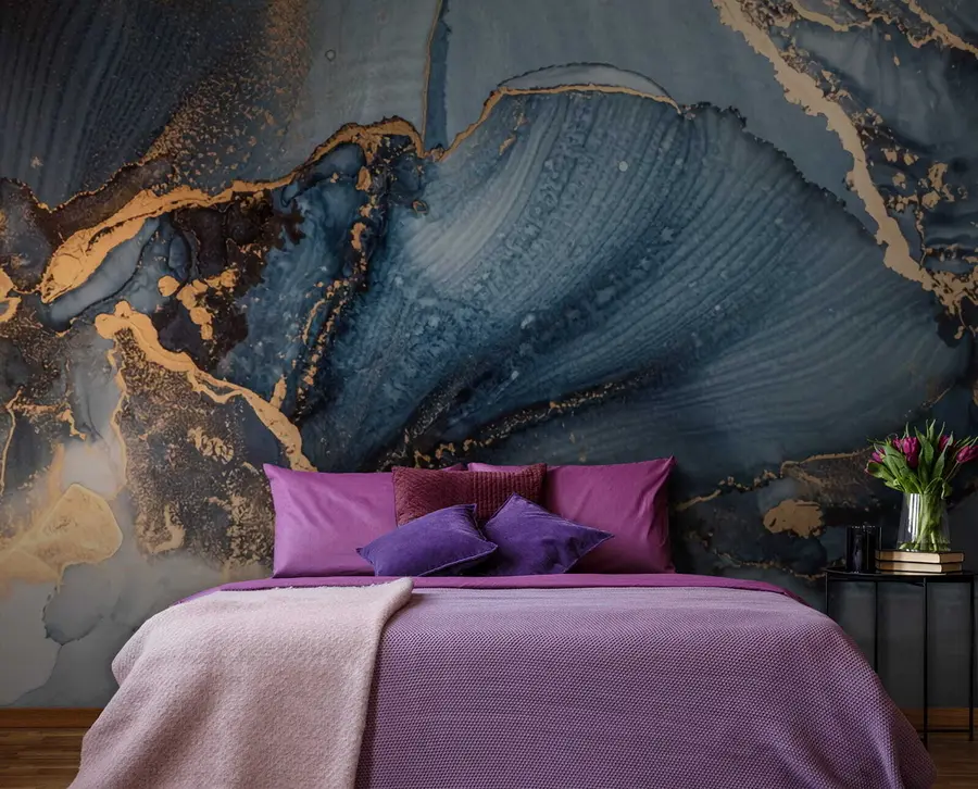 wall murals Blue abstract art, marble, fluid u70781