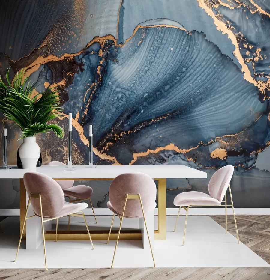 wall murals Blue abstract art, marble, fluid u70781